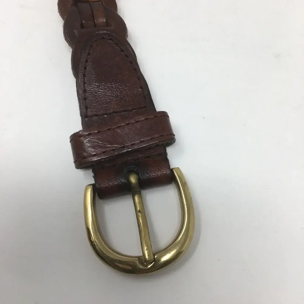 Aimee Lynn Brown Braided Leather Belt Small